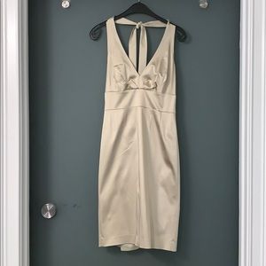 tan halter neck dress
